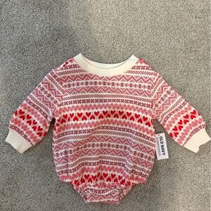 Old Navy Red and White Heart Sweater